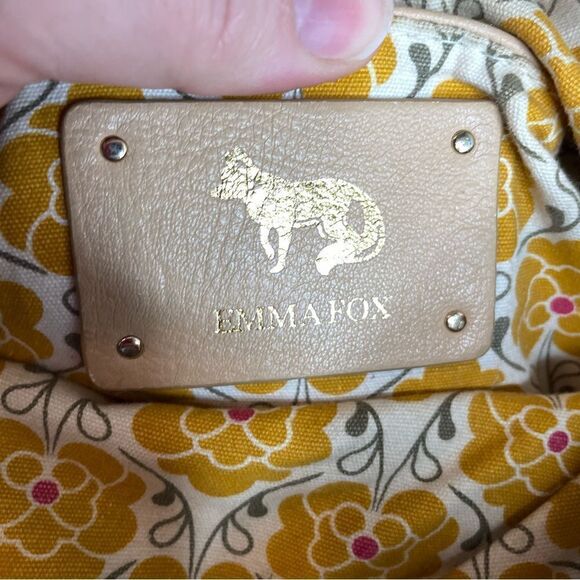 EMMA FOX Large tan black red leather Satchel  fold over Handbag no‎ strap - Picture 10 of 12